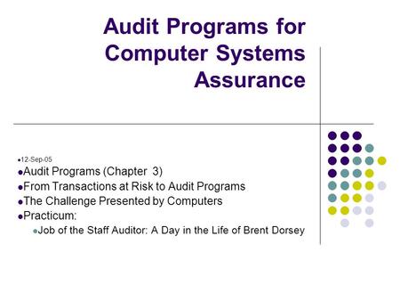 Audit Programs for Computer Systems Assurance