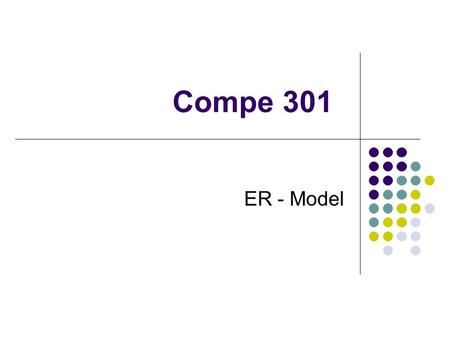 Compe 301 ER - Model. Today DBMS Overview Data Modeling Going from conceptual requirements of a application to a concrete data model E/R Model.