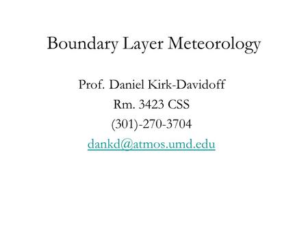 Boundary Layer Meteorology