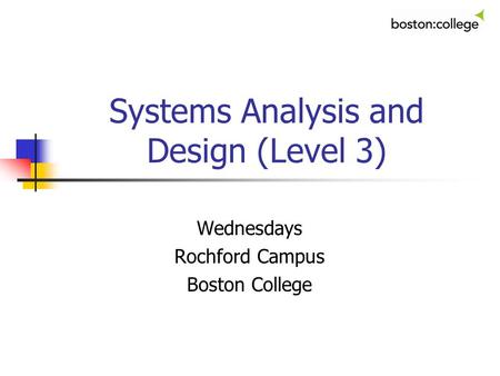 Systems Analysis and Design (Level 3)