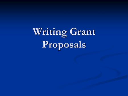 Writing Grant Proposals. I. Cover letter II. Proposal Summary III. Organizational Description IV. Problem Statement V. Project Objectives VI. Methods.
