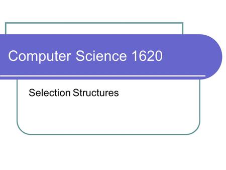 Computer Science 1620 Selection Structures. Write a program that accepts the speed of a vehicle, and determines whether that person is speeding assume.