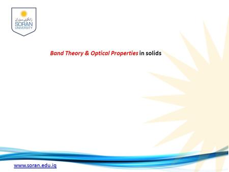 Band Theory & Optical Properties in solids