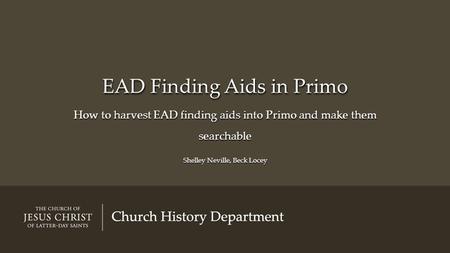 EAD Finding Aids in Primo