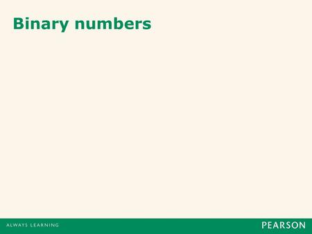 Binary numbers. 1 Humans count using decimal numbers (base 10) We use 10 units: 0, 1, 2, 3, 4, 5, 6, 7, 8 and 9 10 3 10 2 10 1 10 0 1000100101 5049 (5.