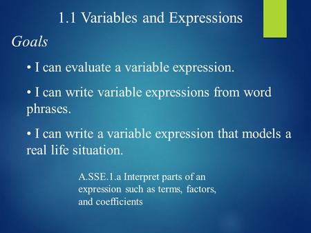 1.1 Variables and Expressions