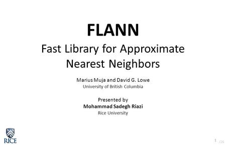 FLANN Fast Library for Approximate Nearest Neighbors