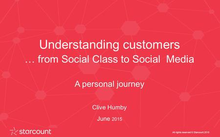All rights reserved © Starcount 2015 Understanding customers … from Social Class to Social Media A personal journey Clive Humby June 2015.