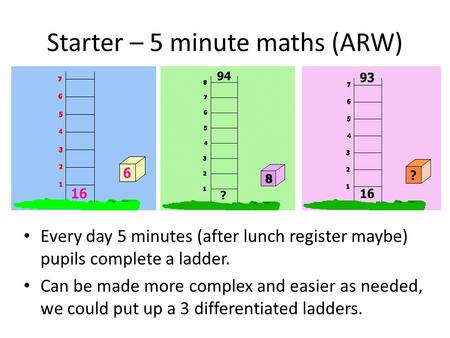 Starter – 5 minute maths (ARW)