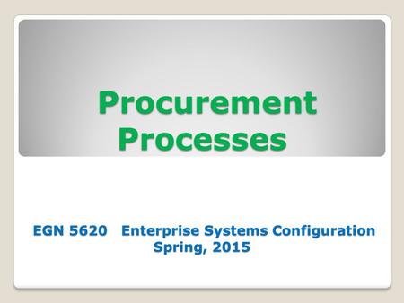 Procurement Processes SAP Implementation