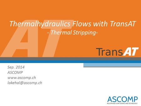 Thermalhydraulics Flows with TransAT - Thermal Stripping- Sep. 2014 ASCOMP