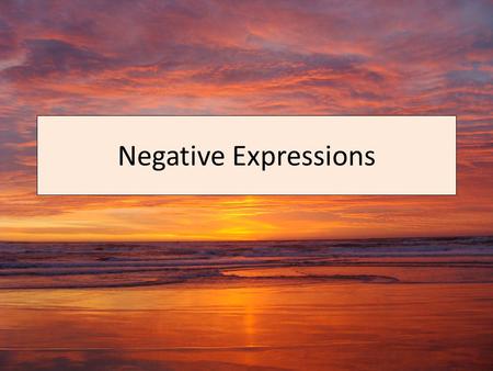 Negative Expressions. Negative expressions in Spanish go either before or after the verb. If they are placed after the verb, place no before the verb.