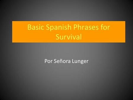 Basic Spanish Phrases for Survival Por Señora Lunger.