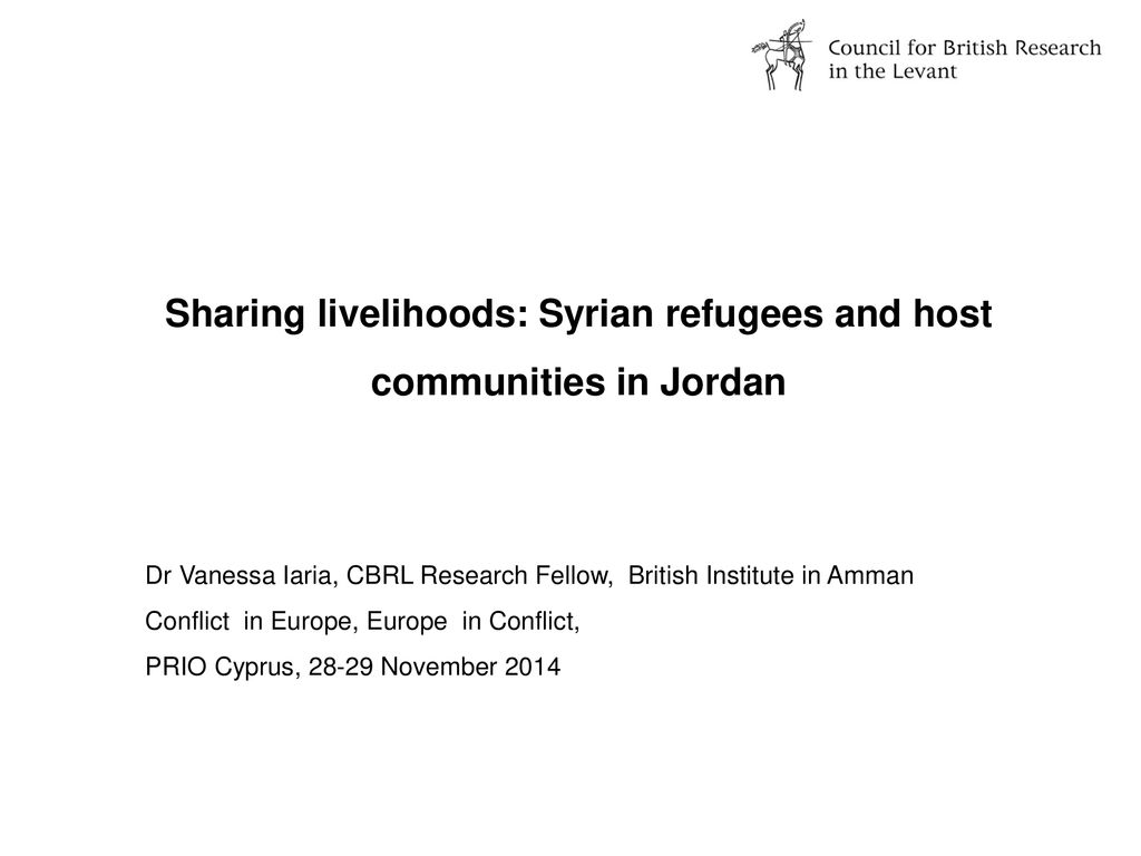 Sharing livelihoods: Syrian refugees and host communities in Jordan ppt