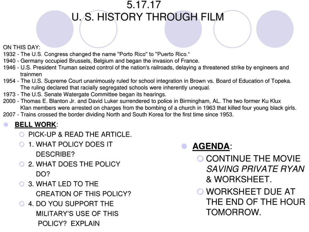 Continue The Movie Saving Private Ryan Worksheet Ppt Download