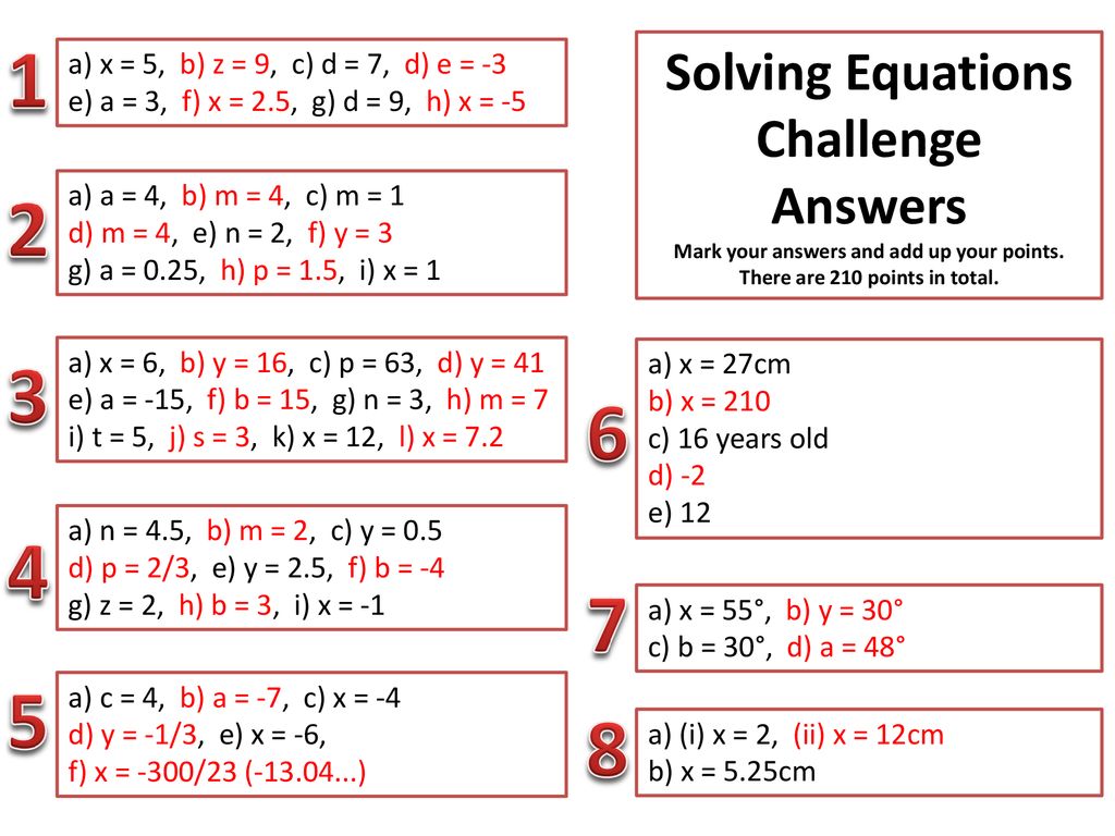 Solving Equations Challenge Answers Ppt Download Solving Equations Challenge Answers Ppt Download