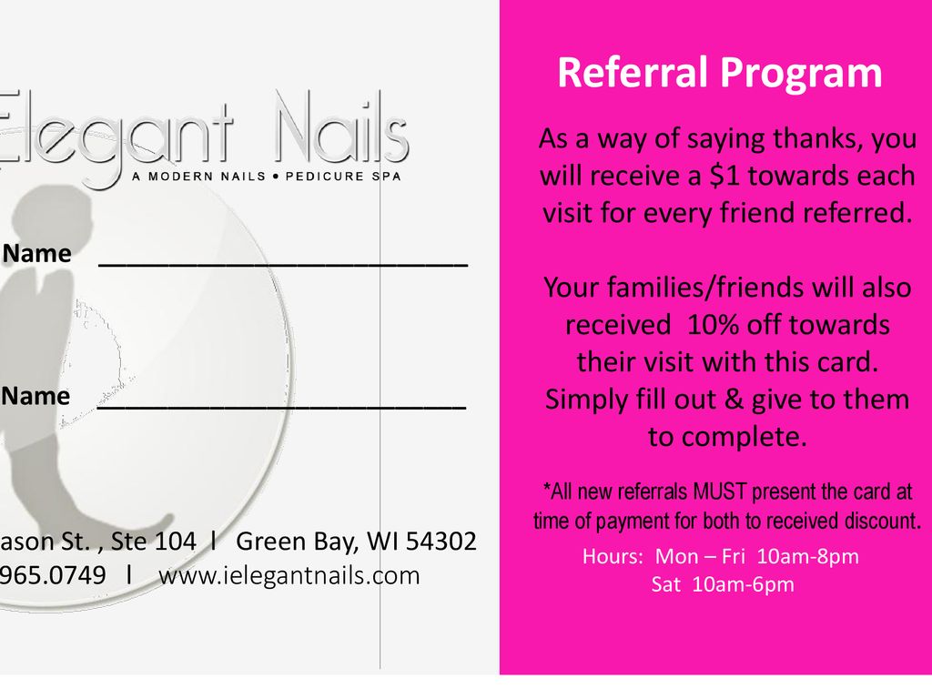 Referral Program As a way of saying thanks you will receive a 1