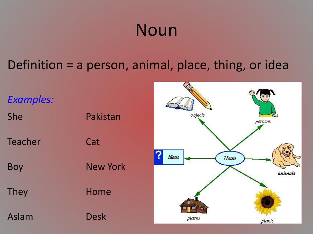 Noun Definition = a person, animal, place, thing, or idea Examples: - ppt  download