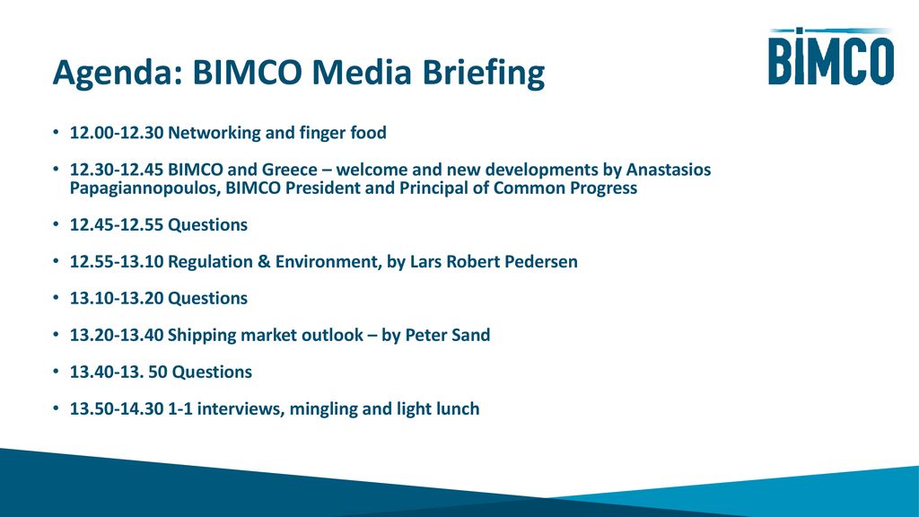 Agenda Bimco Media Briefing Ppt Download