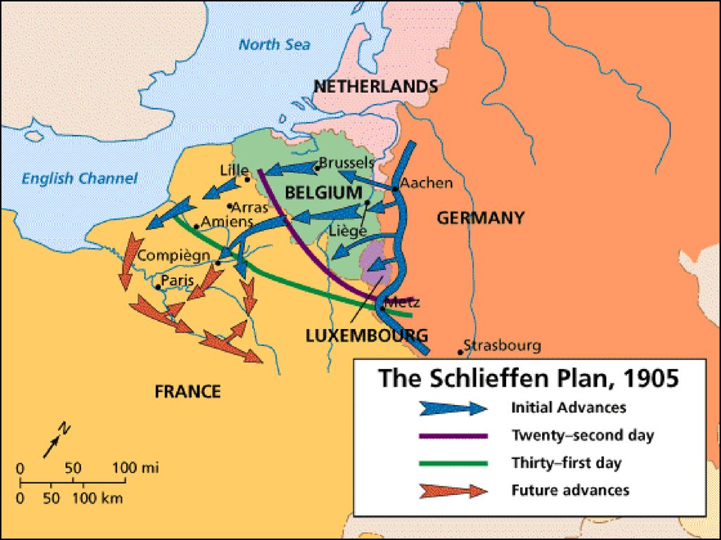 План шлиффена в первой мировой войне на карте