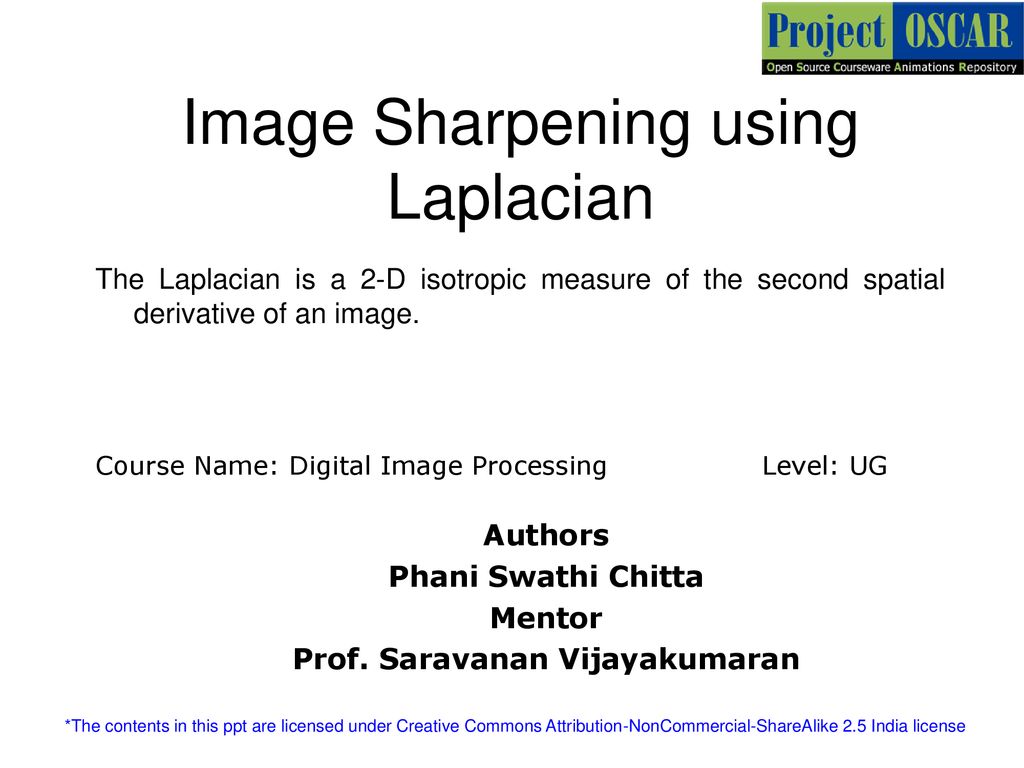 Image Sharpening using Laplacian - ppt download