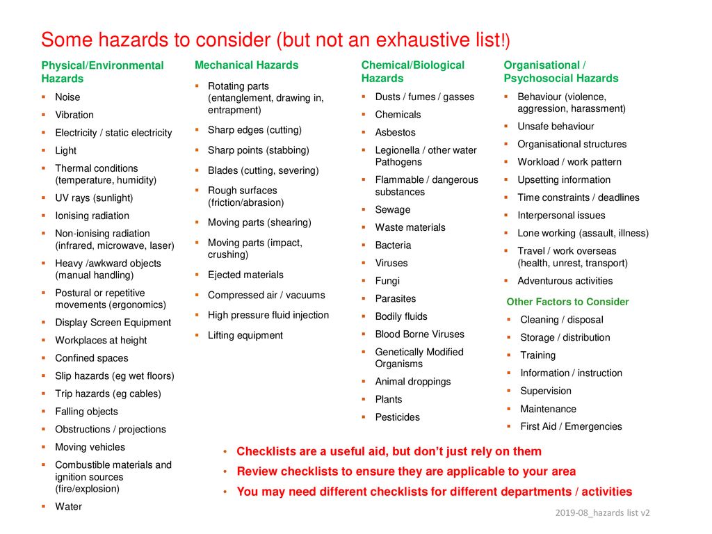 Some hazards to consider (but not an exhaustive list!) - ppt download