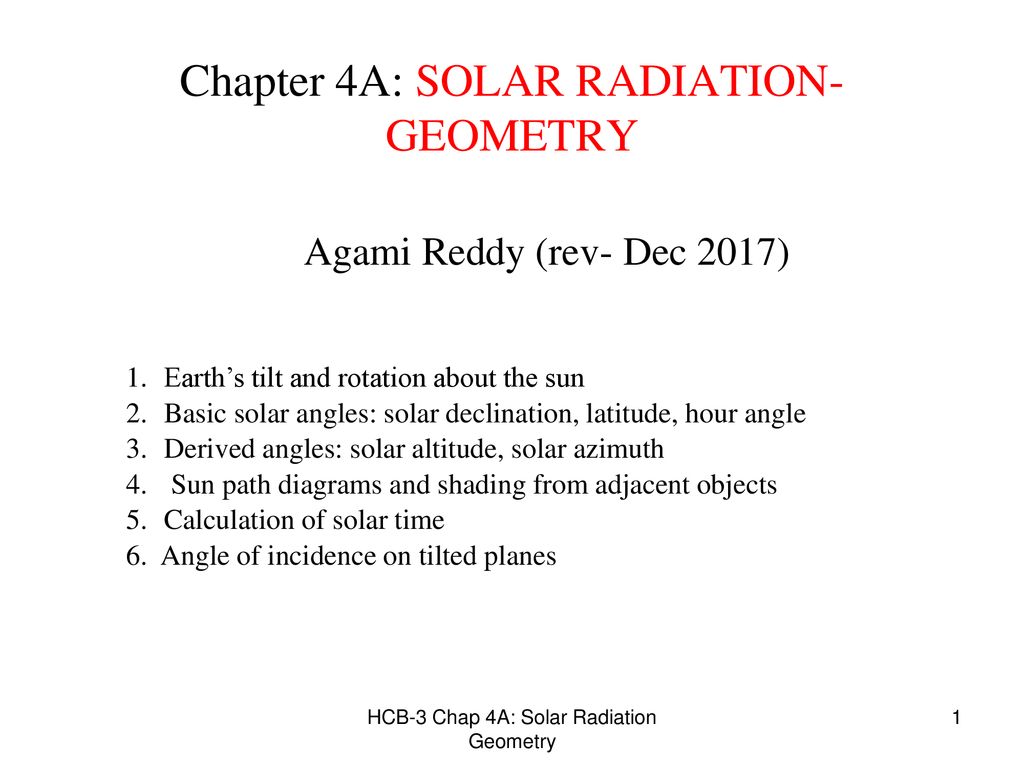 Chapter 4A: SOLAR RADIATION- GEOMETRY - ppt download