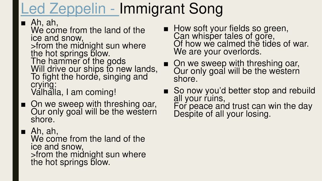 Led Zeppelin - Immigrant Song - ppt download