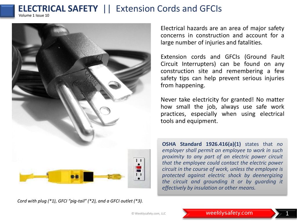 Cord with plug (*1), GFCI “pig-tail” (*2), and a GFCI outlet (*3). - ppt  download