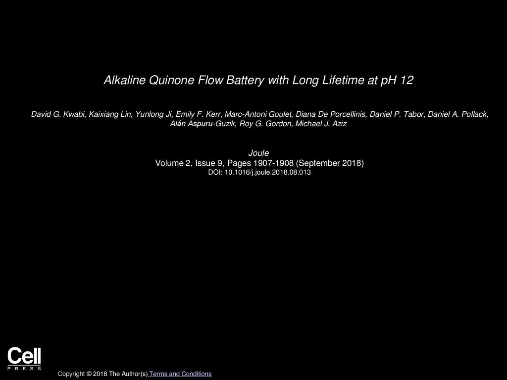 Alkaline Quinone Flow Battery with Long Lifetime at pH ppt download