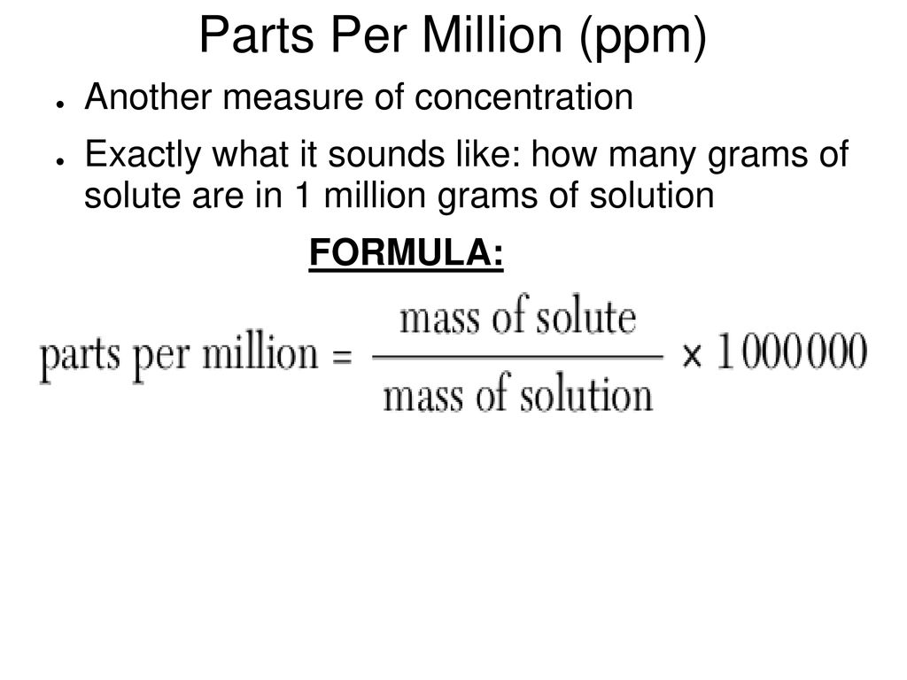 parts per million equation