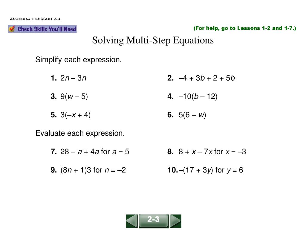 Solving Multi Step Equations Ppt Download