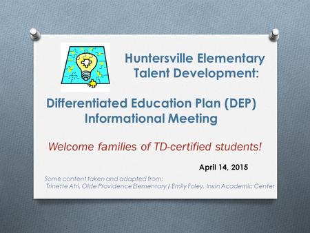 Welcome families of TD-certified students!