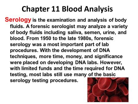 Chapter 11 Blood Analysis