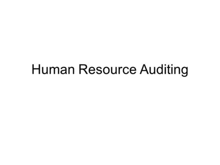Human Resource Auditing