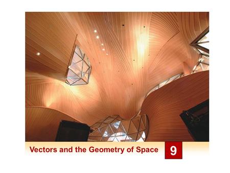 Vectors and the Geometry of Space 9. 2 Announcement Wednesday September 24, 201434 Test Chapter 9 (mostly 9.5-9.7)