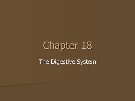 Chapter 18 The Digestive System.