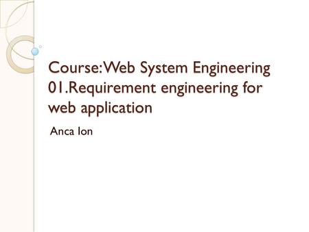 Course: Web System Engineering 01