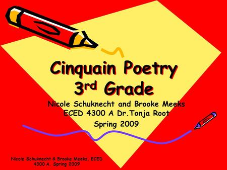 Cinquain Poetry 3rd Grade