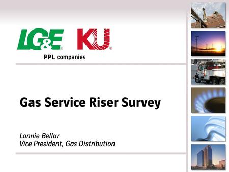 Gas Service Riser Survey Lonnie Bellar Vice President, Gas Distribution.