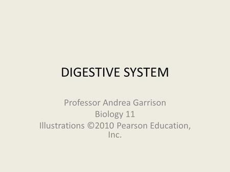 DIGESTIVE SYSTEM Professor Andrea Garrison Biology 11