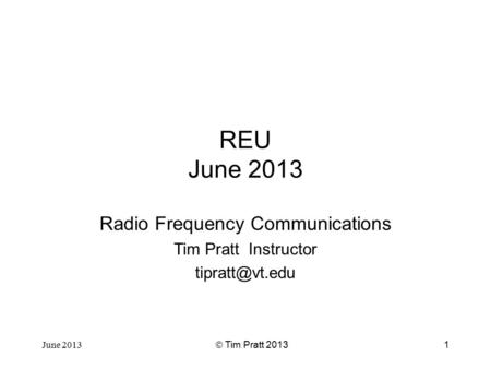 Radio Frequency Communications