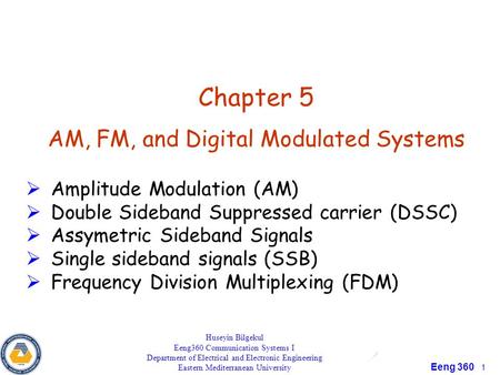 Chapter 5 AM, FM, and Digital Modulated Systems
