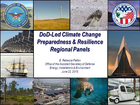 DoD-Led Climate Change Preparedness & Resilience Regional Panels DoD-Led Climate Change Preparedness & Resilience Regional Panels E. Rebecca Patton Office.