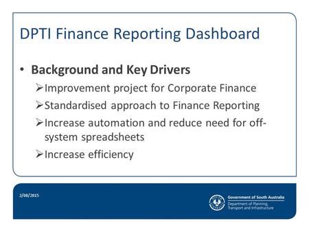 DPTI Finance Reporting Dashboard
