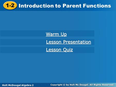 Introduction to Parent Functions