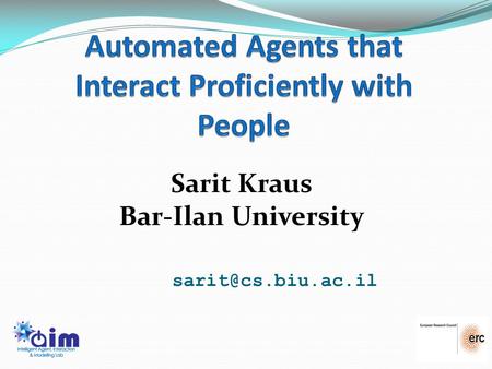 Sarit Kraus Bar-Ilan University