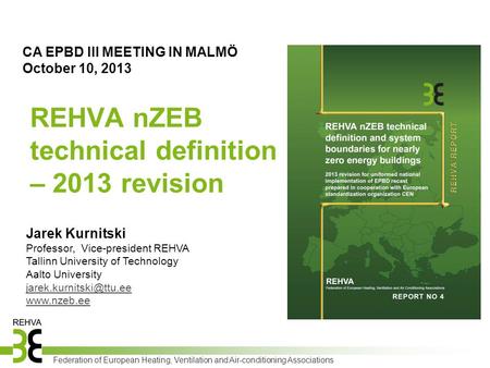 REHVA nZEB technical definition – 2013 revision