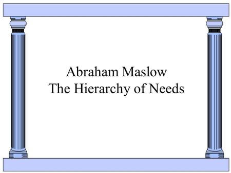 Abraham Maslow The Hierarchy of Needs