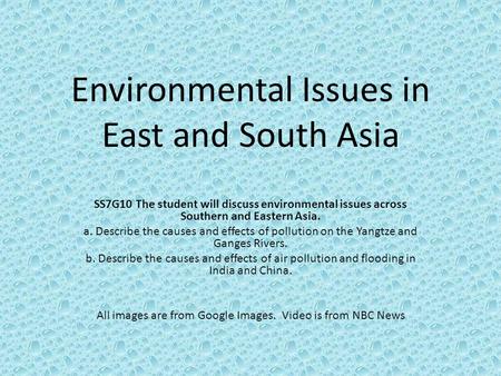 Environmental Issues in East and South Asia